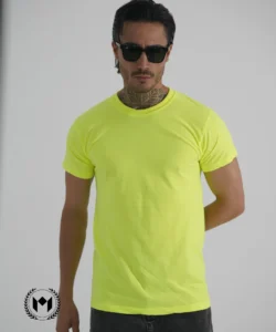 تی شرت بیسیک مردانه زرد کد 0020