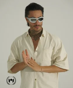 عینک مردانه مشکی و نقره ای کد 1203-5