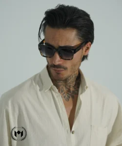 عینک مردانه مشکی شفاف و پلنگی کد 0017