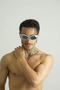 عینک مردانه مشکی و نقره ای کد 1203-7