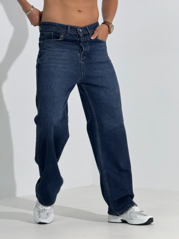 شلوار جین بگ  مردانه سرمه ای کد 0006-1 - Image 4