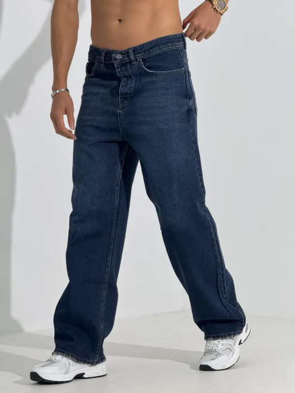 شلوار جین بگ  مردانه سرمه ای کد 0006-1 - Image 5