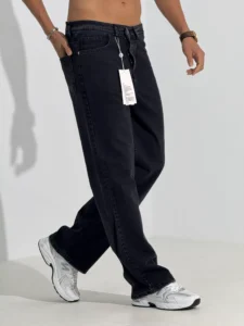 شلوار جین بگ مردانه ذغالی کد 0006-5