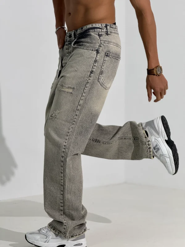 شلوار جین بگ مردانه طوسی کد 0006-4 - Image 4