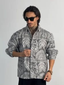 پیراهن پشمی طرحدار مردانه کد 20602